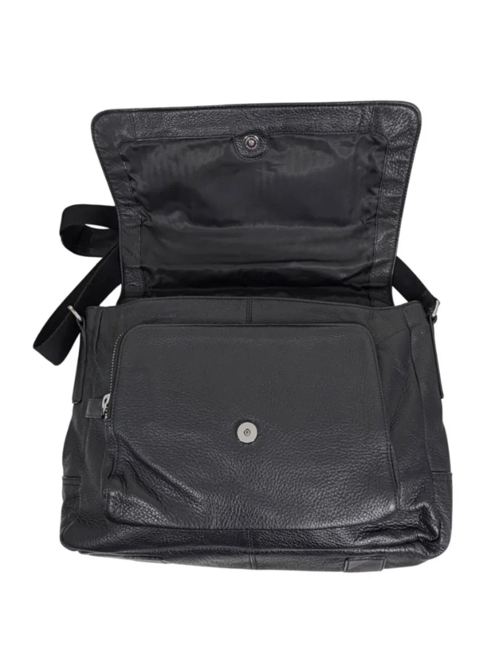 Banana Republic Greyson Black Leather Front Flap Messenger Bag Laptop Briefcase